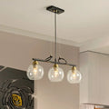 DecorBites™ Contemporary Black Hanging Chandelier with Clear/Prismatic Glass, 3/4 Bulbs - Modern Pendant Light Kit for Dining Hall