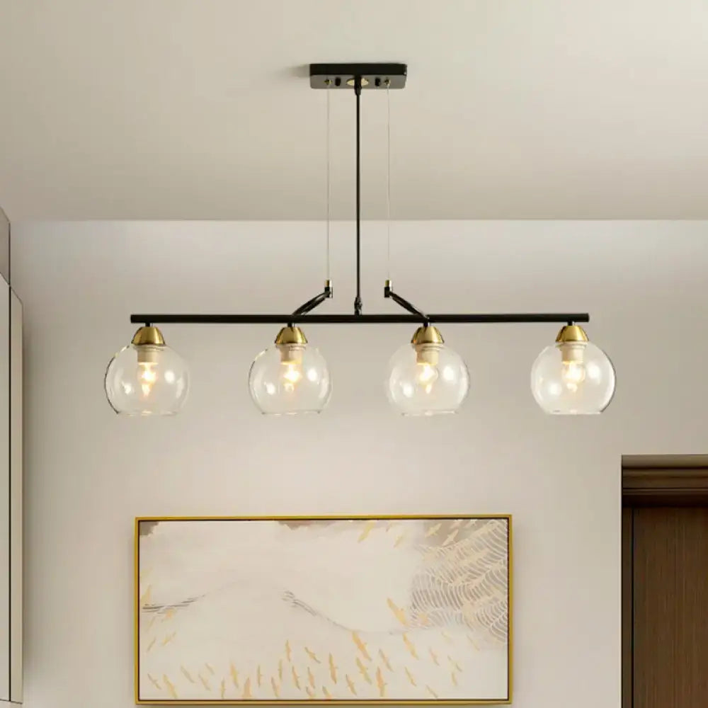 DecorBites™ Contemporary Black Hanging Chandelier with Clear/Prismatic Glass, 3/4 Bulbs - Modern Pendant Light Kit for Dining Hall