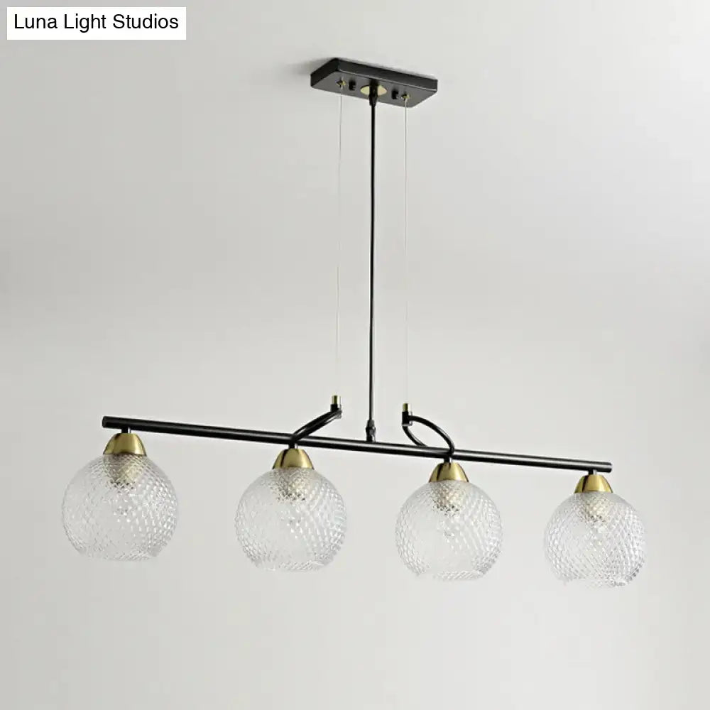 DecorBites™ Contemporary Black Hanging Chandelier with Clear/Prismatic Glass, 3/4 Bulbs - Modern Pendant Light Kit for Dining Hall