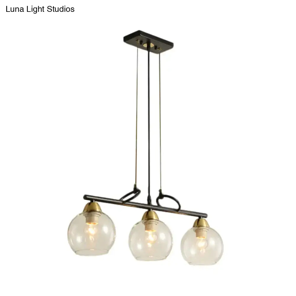 DecorBites™ Contemporary Black Hanging Chandelier with Clear/Prismatic Glass, 3/4 Bulbs - Modern Pendant Light Kit for Dining Hall