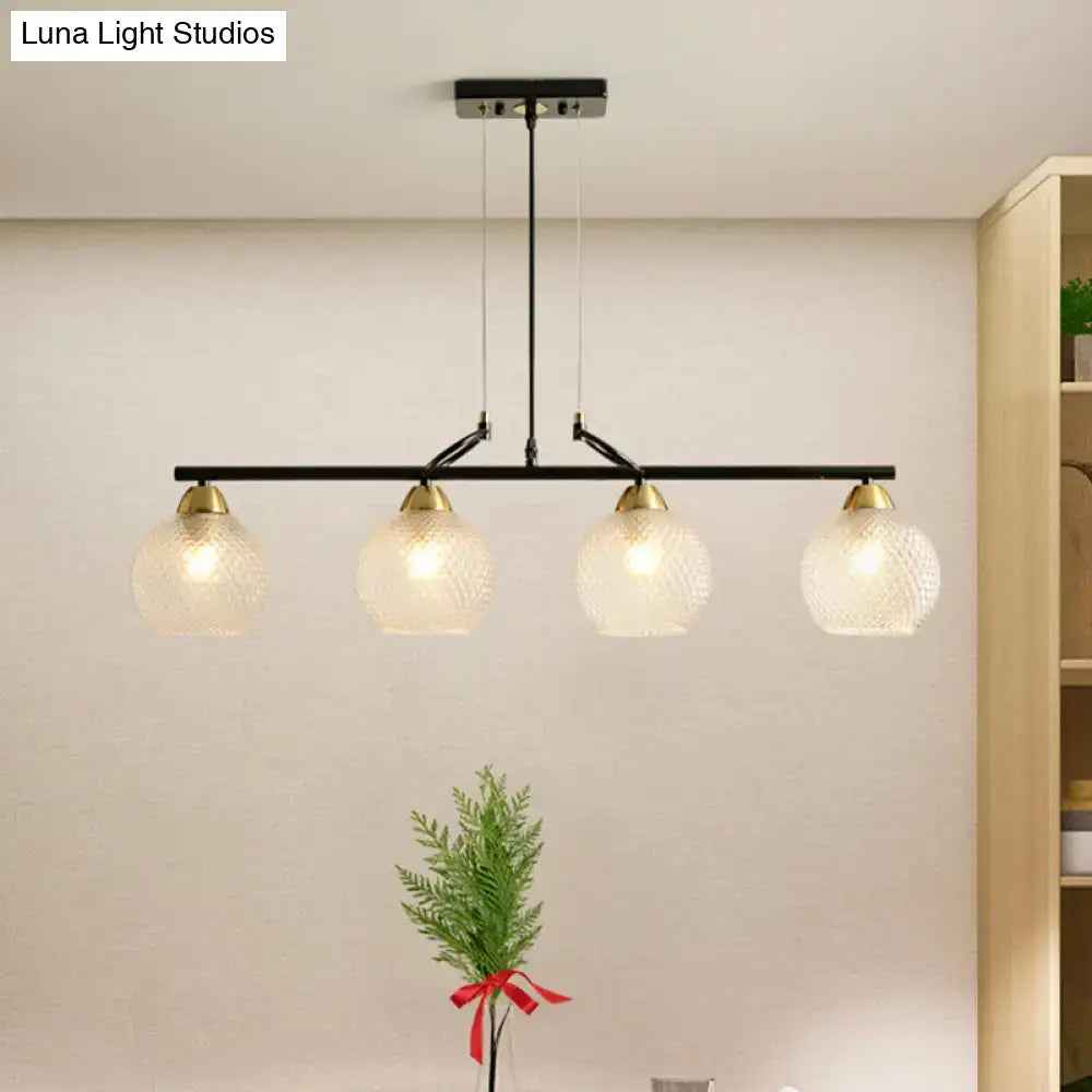 DecorBites™ Contemporary Black Hanging Chandelier with Clear/Prismatic Glass, 3/4 Bulbs - Modern Pendant Light Kit for Dining Hall