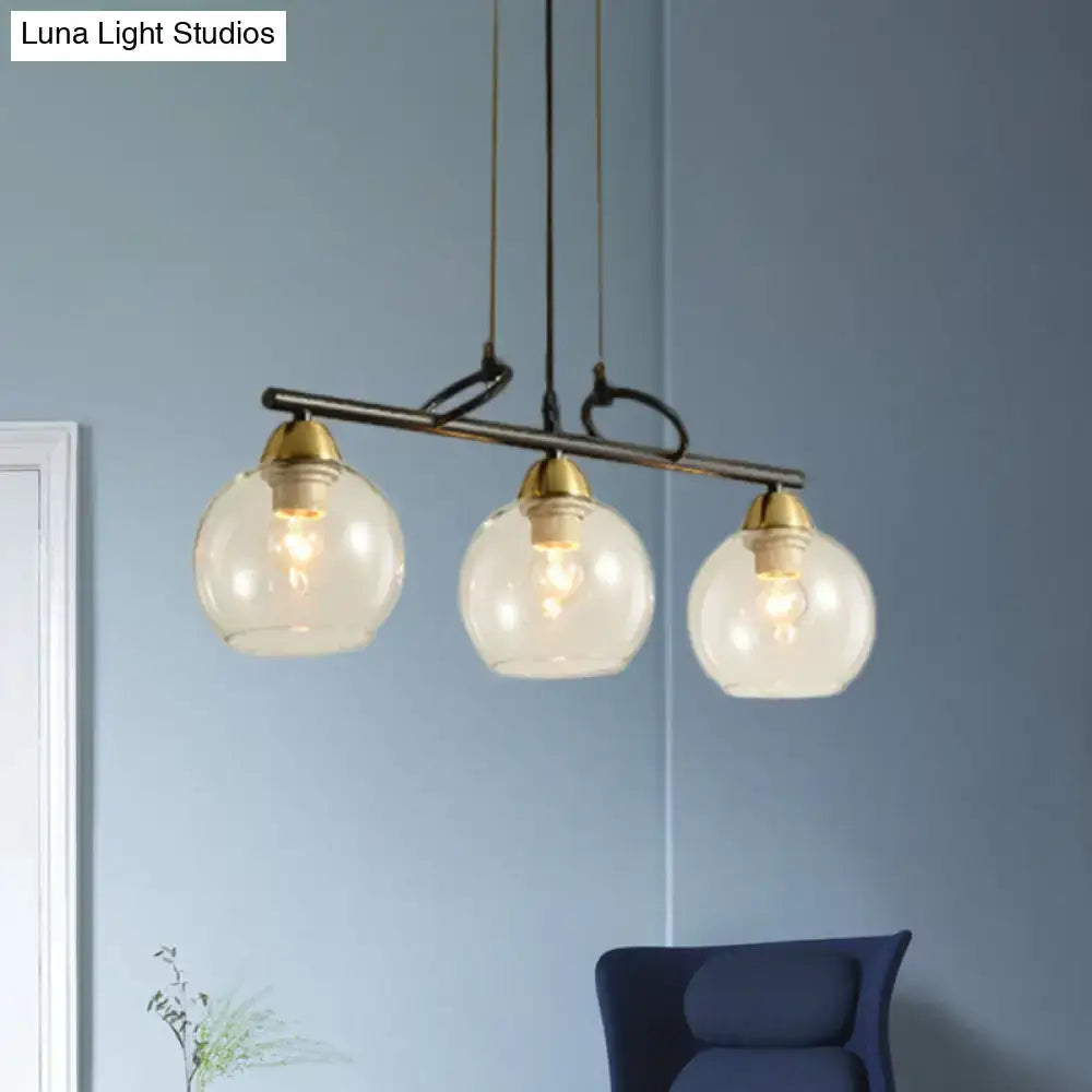 DecorBites™ Contemporary Black Hanging Chandelier with Clear/Prismatic Glass, 3/4 Bulbs - Modern Pendant Light Kit for Dining Hall