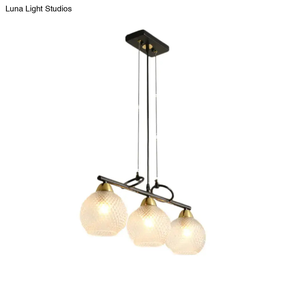 DecorBites™ Contemporary Black Hanging Chandelier with Clear/Prismatic Glass, 3/4 Bulbs - Modern Pendant Light Kit for Dining Hall