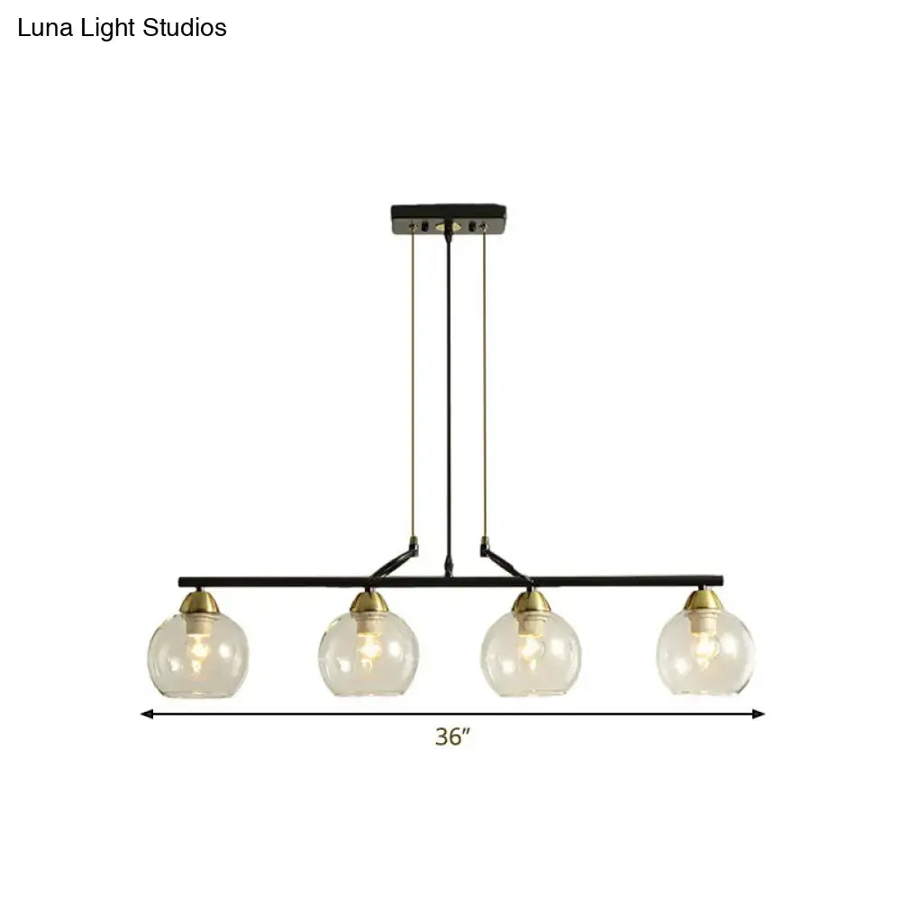 DecorBites™ Contemporary Black Hanging Chandelier with Clear/Prismatic Glass, 3/4 Bulbs - Modern Pendant Light Kit for Dining Hall