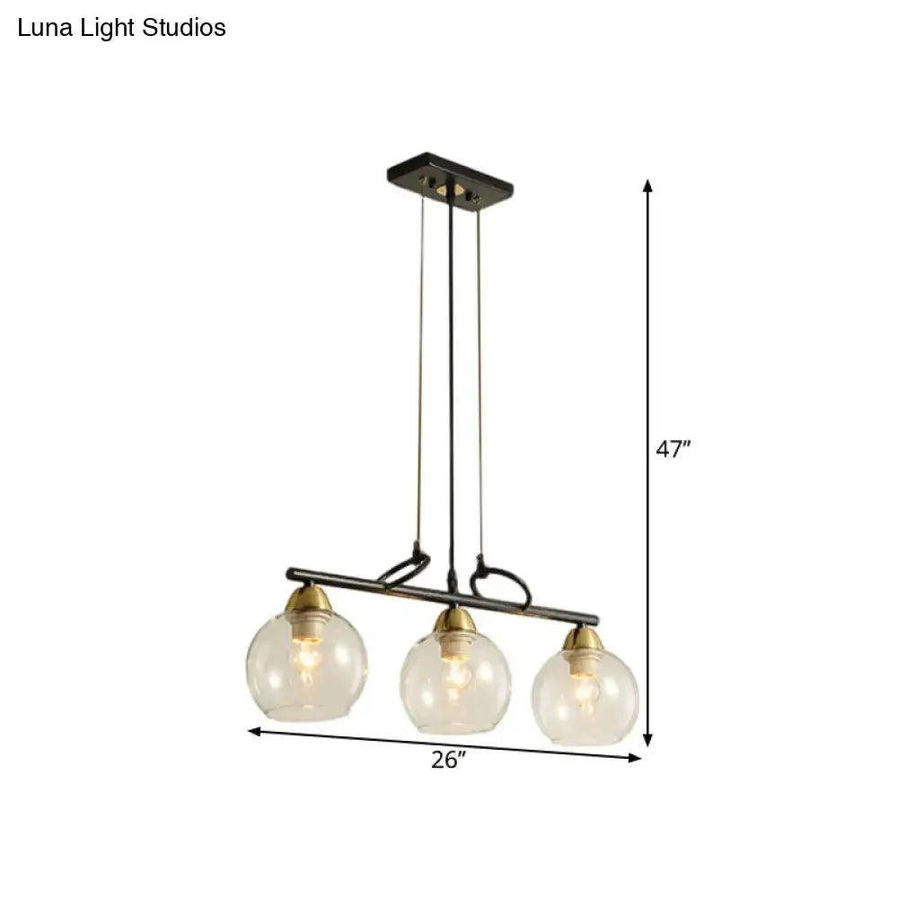 DecorBites™ Contemporary Black Hanging Chandelier with Clear/Prismatic Glass, 3/4 Bulbs - Modern Pendant Light Kit for Dining Hall