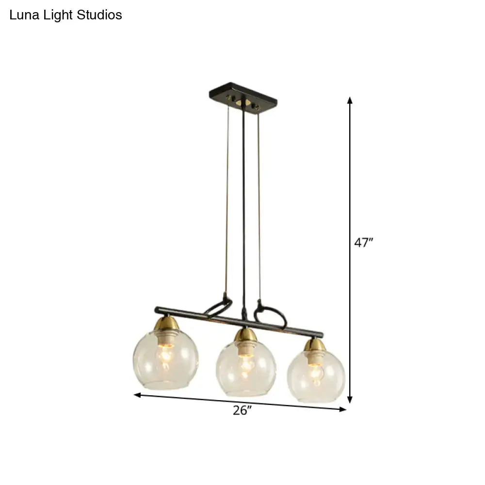 DecorBites™ Contemporary Black Hanging Chandelier with Clear/Prismatic Glass, 3/4 Bulbs - Modern Pendant Light Kit for Dining Hall
