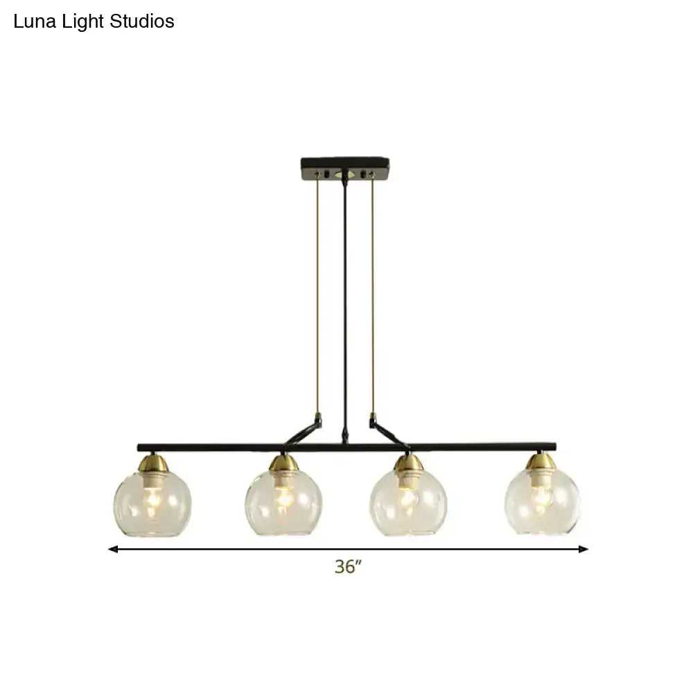 DecorBites™ Contemporary Black Hanging Chandelier with Clear/Prismatic Glass, 3/4 Bulbs - Modern Pendant Light Kit for Dining Hall