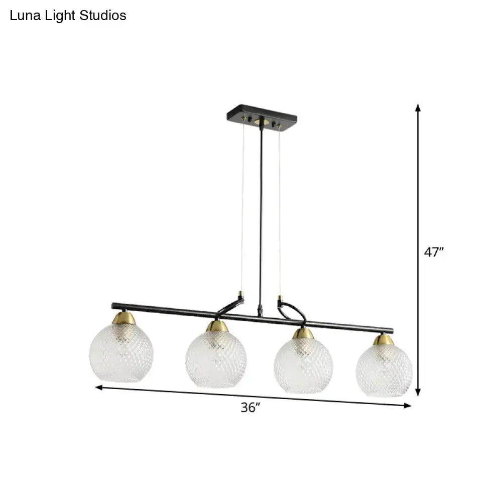 DecorBites™ Contemporary Black Hanging Chandelier with Clear/Prismatic Glass, 3/4 Bulbs - Modern Pendant Light Kit for Dining Hall