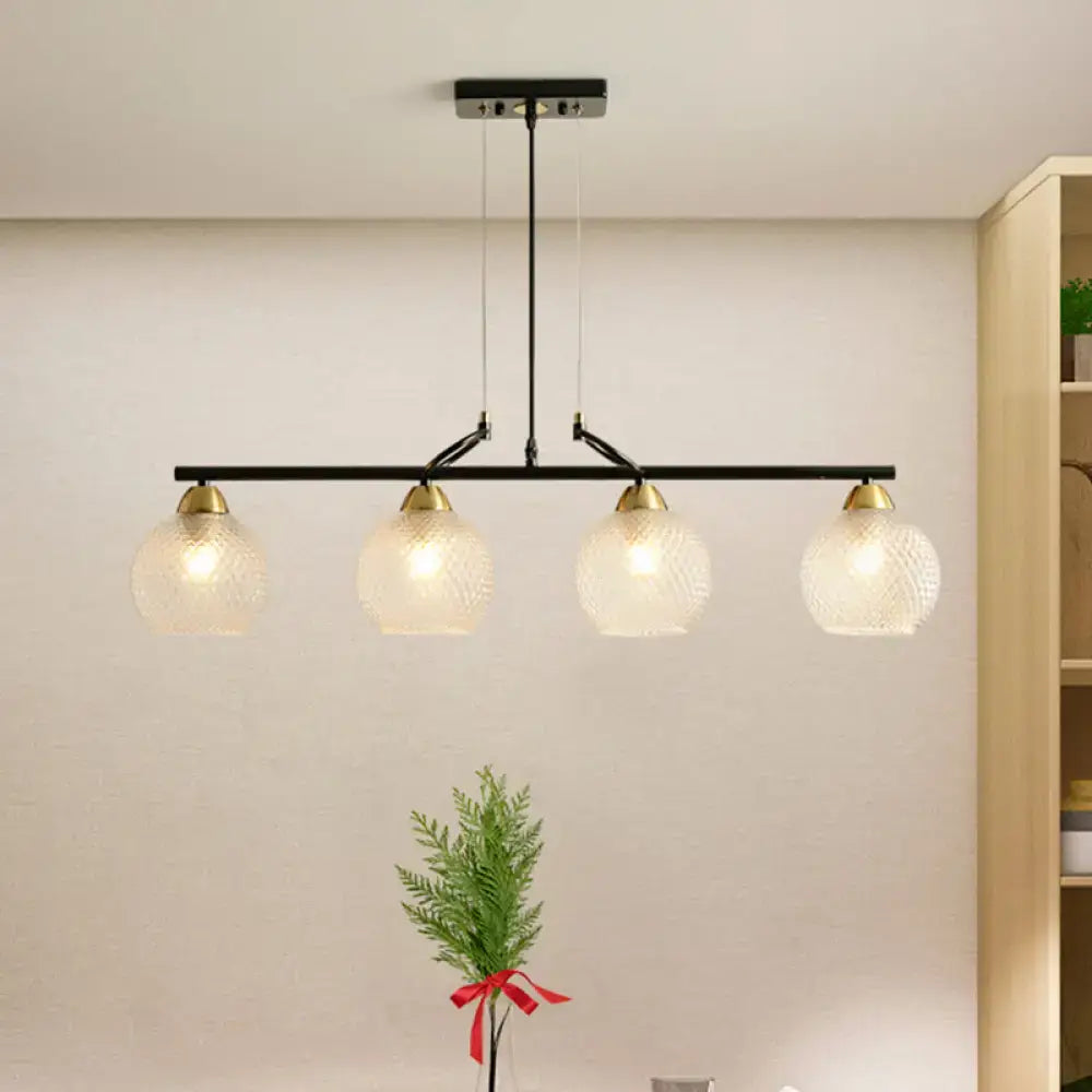 DecorBites™ Contemporary Black Hanging Chandelier with Clear/Prismatic Glass, 3/4 Bulbs - Modern Pendant Light Kit for Dining Hall