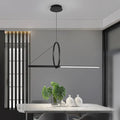 DecorBites™ Contemporary Black LED Ceiling Light with Metal Ring and Linear Island Design for Dining Room