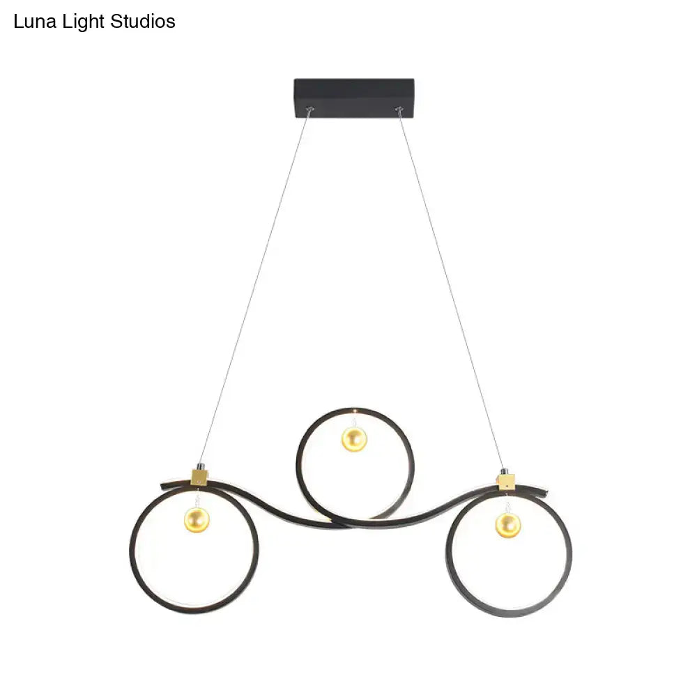 DecorBites™ Contemporary Black Metal LED Pendant Light with Symmetrical Rings - Island Ceiling Lighting