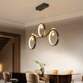 DecorBites™ Contemporary Black Metal LED Pendant Light with Symmetrical Rings - Island Ceiling Lighting