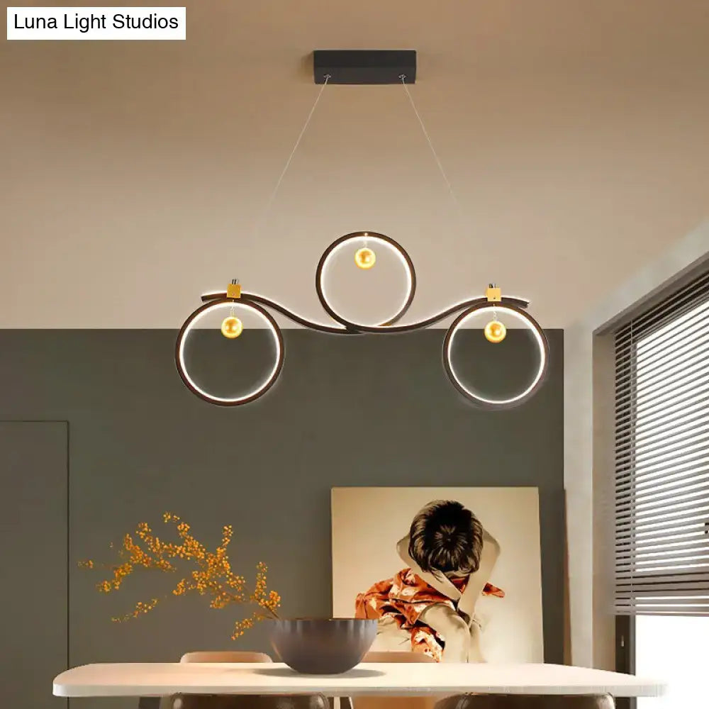 DecorBites™ Contemporary Black Metal LED Pendant Light with Symmetrical Rings - Island Ceiling Lighting
