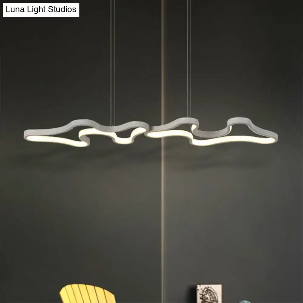 DecorBites™ Contemporary Black/White LED Pendant Island Light with Cloud-Like Metal Frame