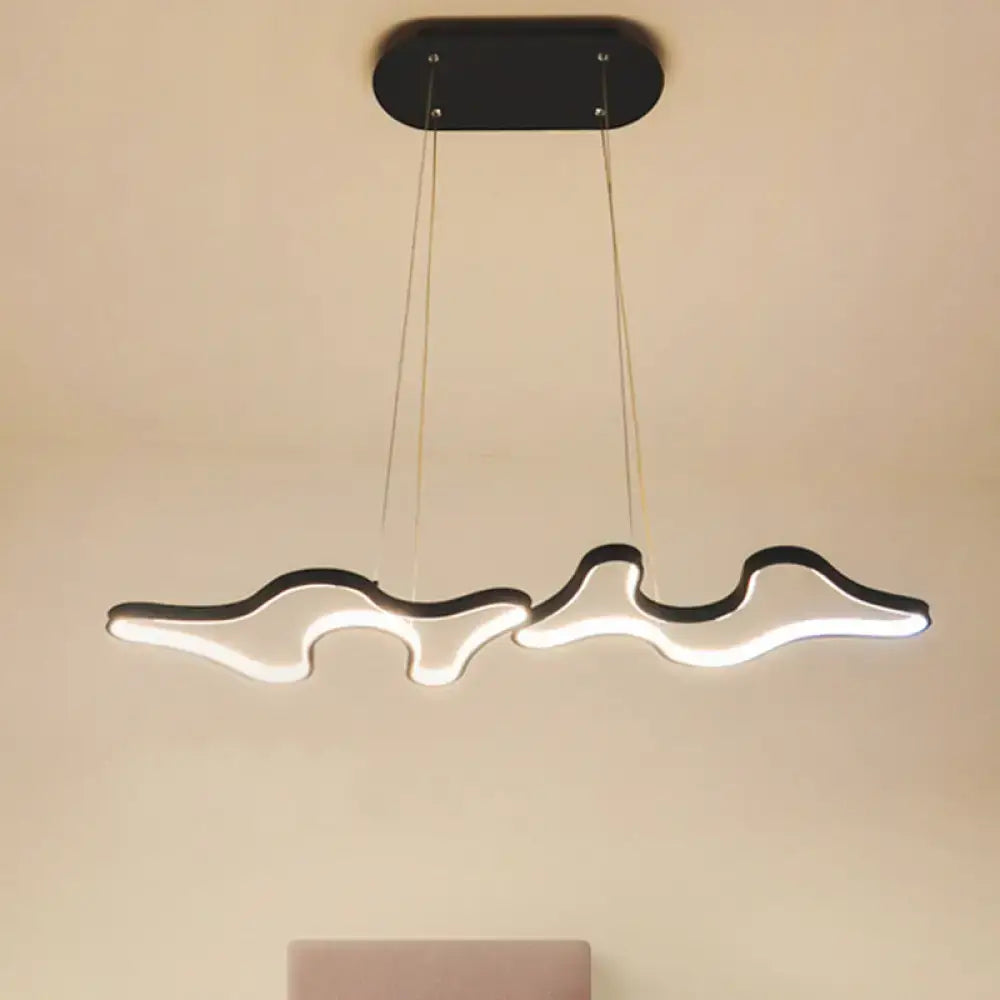 DecorBites™ Contemporary Black/White LED Pendant Island Light with Cloud-Like Metal Frame