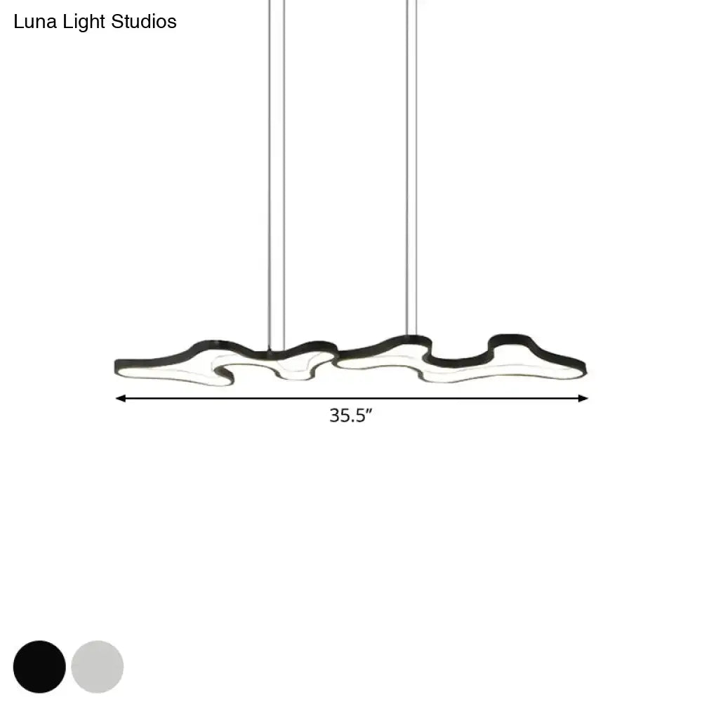 DecorBites™ Contemporary Black/White LED Pendant Island Light with Cloud-Like Metal Frame