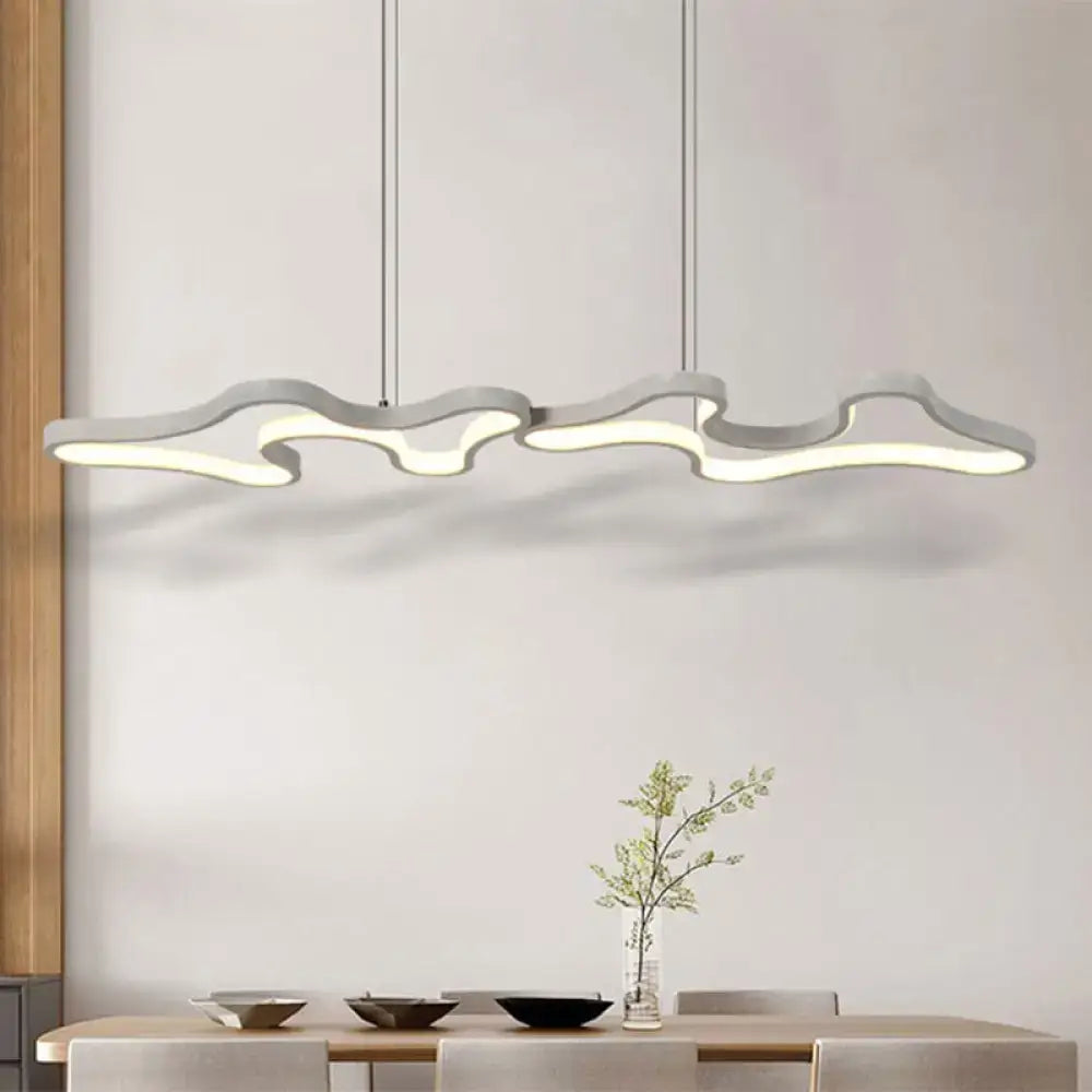 DecorBites™ Contemporary Black/White LED Pendant Island Light with Cloud-Like Metal Frame