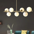 DecorBites™ Contemporary Brass Pendant Lamp with 7-Light White Glass, Ideal for Living Room Illumination