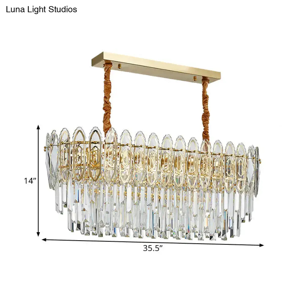 DecorBites™ Contemporary Clear Crystal 10-Head Island Kitchen Hanging Light - Gold Layered Design