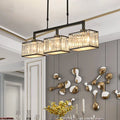 DecorBites™ Contemporary Crystal Black Chandelier Island Light Fixture - Cubic Dining Hall Lamp, 3 Bulbs