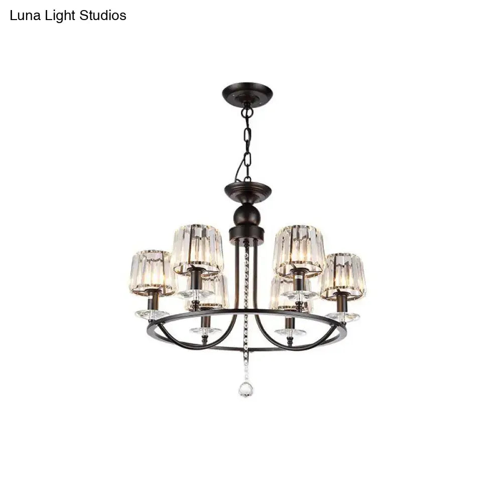 DecorBites™ Contemporary Crystal Chandelier - 4/6/8 Lights Circle Hanging Light in Black for Bedroom