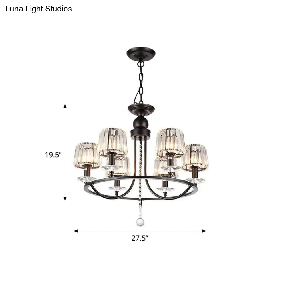 DecorBites™ Contemporary Crystal Chandelier - 4/6/8 Lights Circle Hanging Light in Black for Bedroom