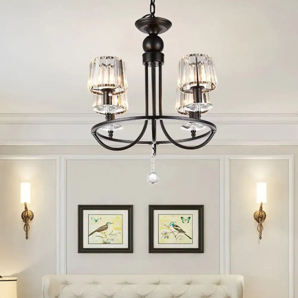 DecorBites™ Contemporary Crystal Chandelier - 4/6/8 Lights Circle Hanging Light in Black for Bedroom