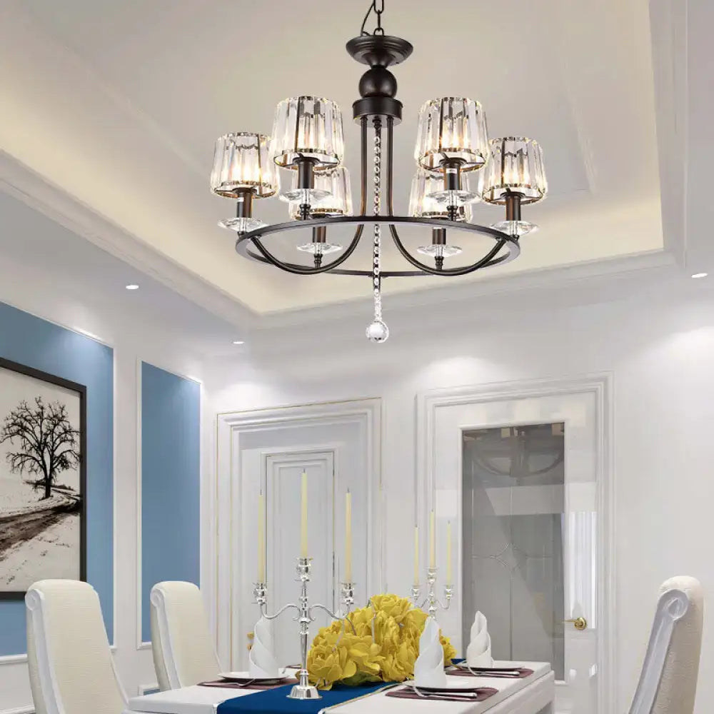 DecorBites™ Contemporary Crystal Chandelier - 4/6/8 Lights Circle Hanging Light in Black for Bedroom