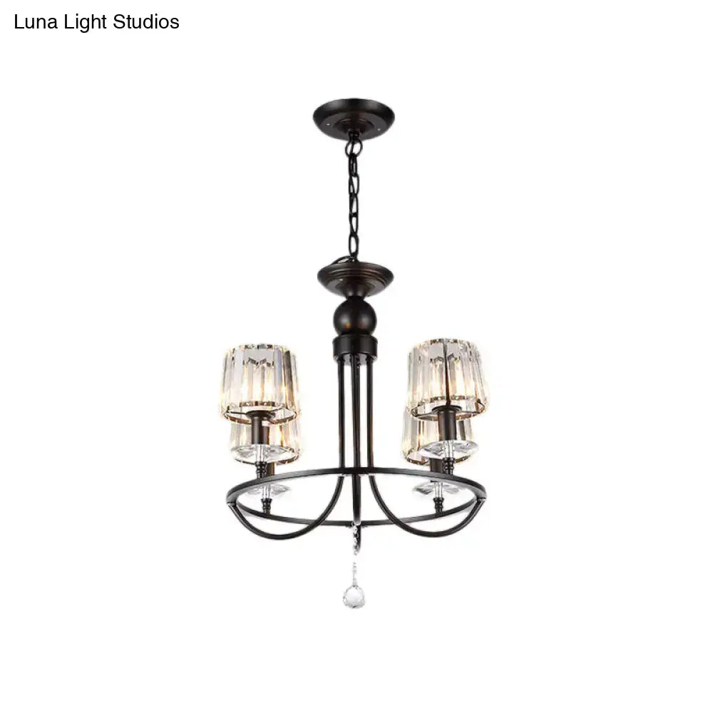 DecorBites™ Contemporary Crystal Chandelier - 4/6/8 Lights Circle Hanging Light in Black for Bedroom