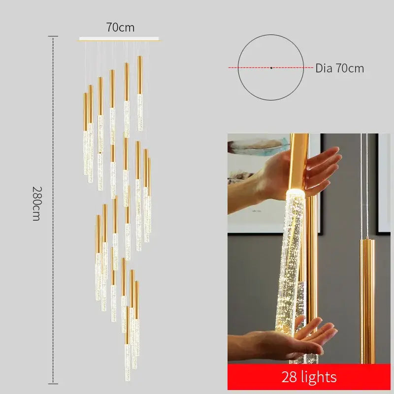 DecorBites™ Contemporary Crystal Chandelier for Large Staircase