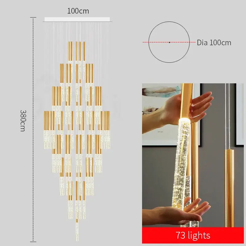 DecorBites™ Contemporary Crystal Chandelier for Large Staircase