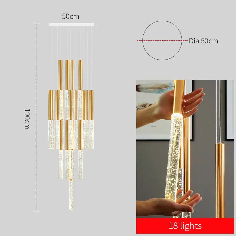 DecorBites™ Contemporary Crystal Chandelier for Large Staircase