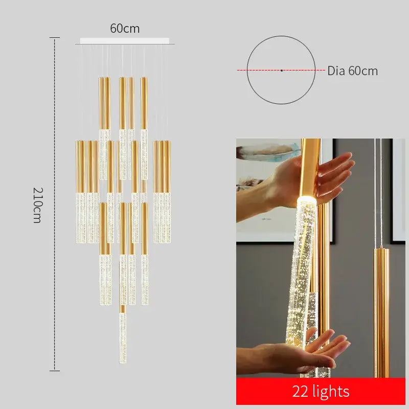 DecorBites™ Contemporary Crystal Chandelier for Large Staircase