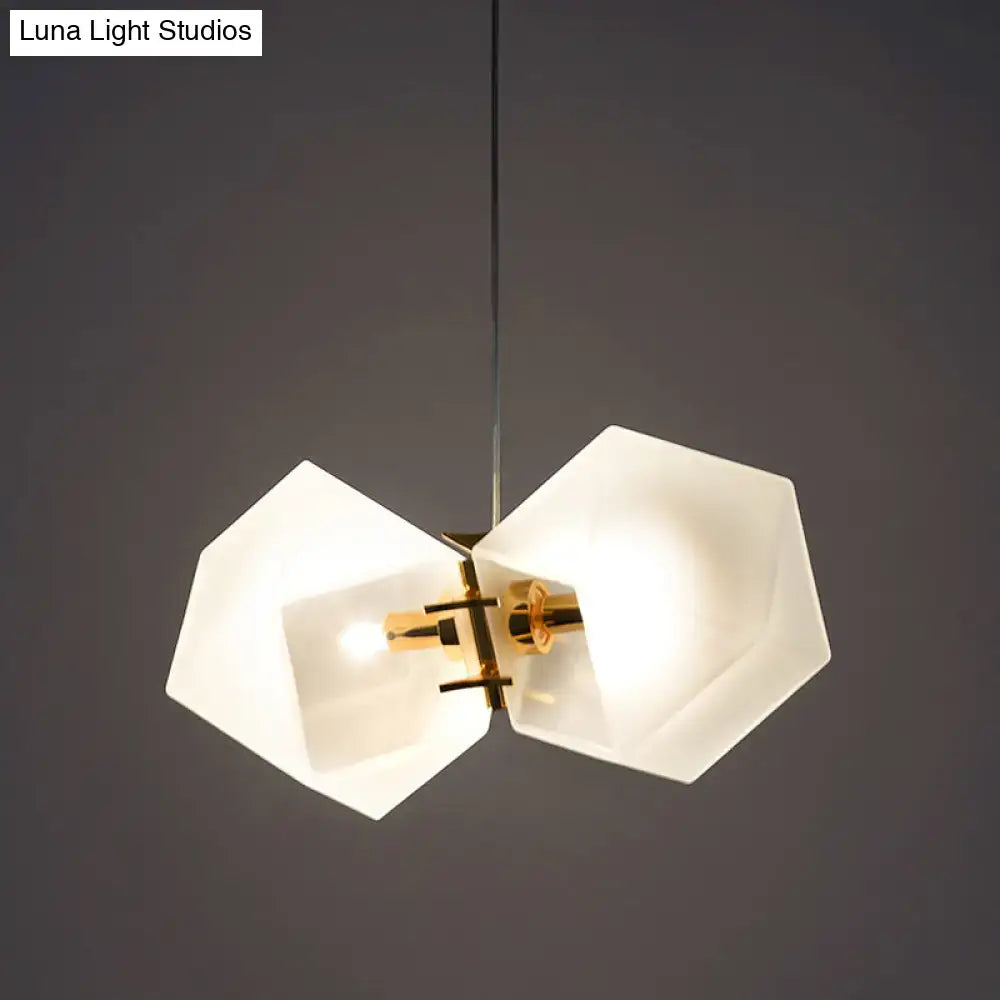 DecorBites™ Contemporary Frosted Glass Honeycomb Island Lamp with Brass Ceiling Hang - Modern 2/4/8-Light for Living Room