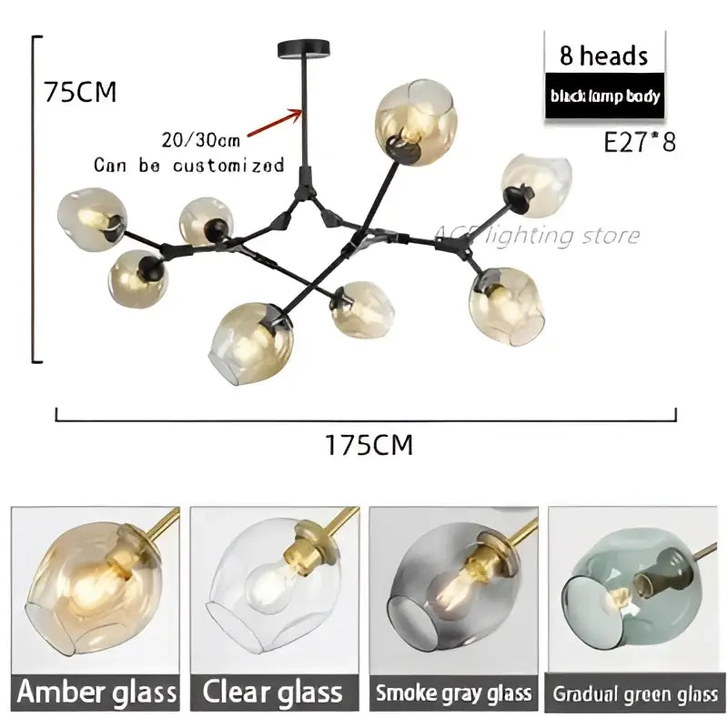 DecorBites™ Contemporary Glass Bubble Chandelier for Living Room