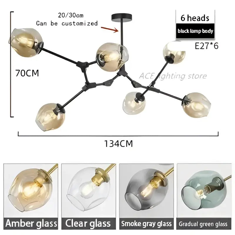 DecorBites™ Contemporary Glass Bubble Chandelier for Living Room