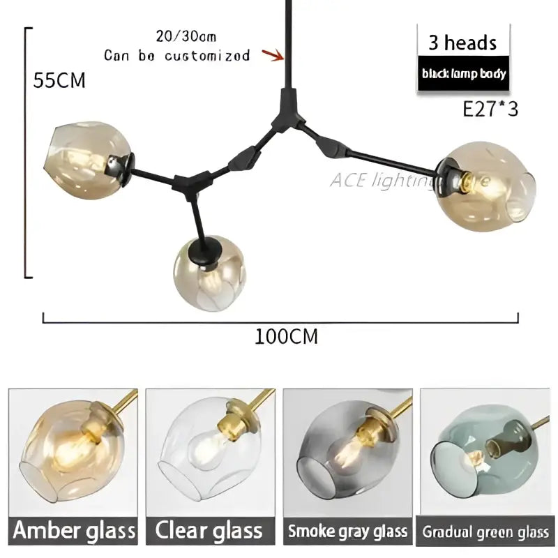 DecorBites™ Contemporary Glass Bubble Chandelier for Living Room