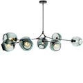 DecorBites contemporary glass bubble chandelier with eight teal glass globes and black metal frame for living room