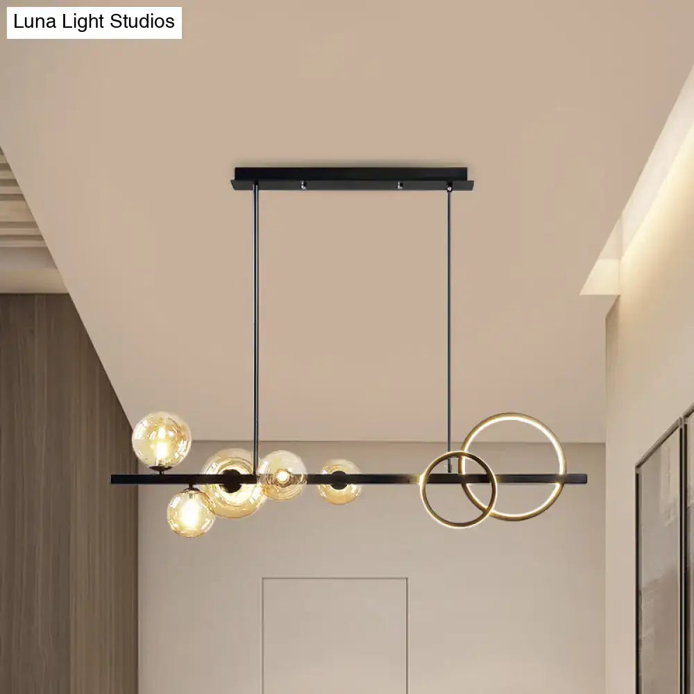 DecorBites™ Contemporary Glass Island Lamp: 7-Head Hanging Light for Dining Room