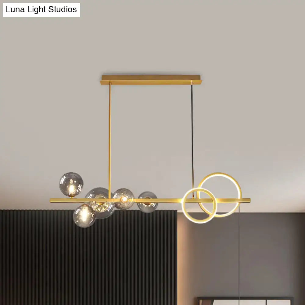 DecorBites™ Contemporary Glass Island Lamp: 7-Head Hanging Light for Dining Room