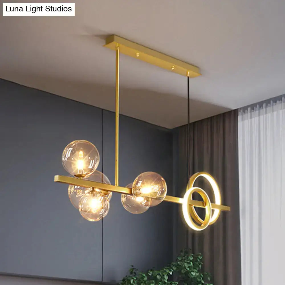 DecorBites™ Contemporary Glass Island Lamp: 7-Head Hanging Light for Dining Room