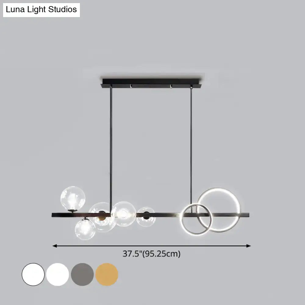 DecorBites™ Contemporary Glass Island Lamp: 7-Head Hanging Light for Dining Room