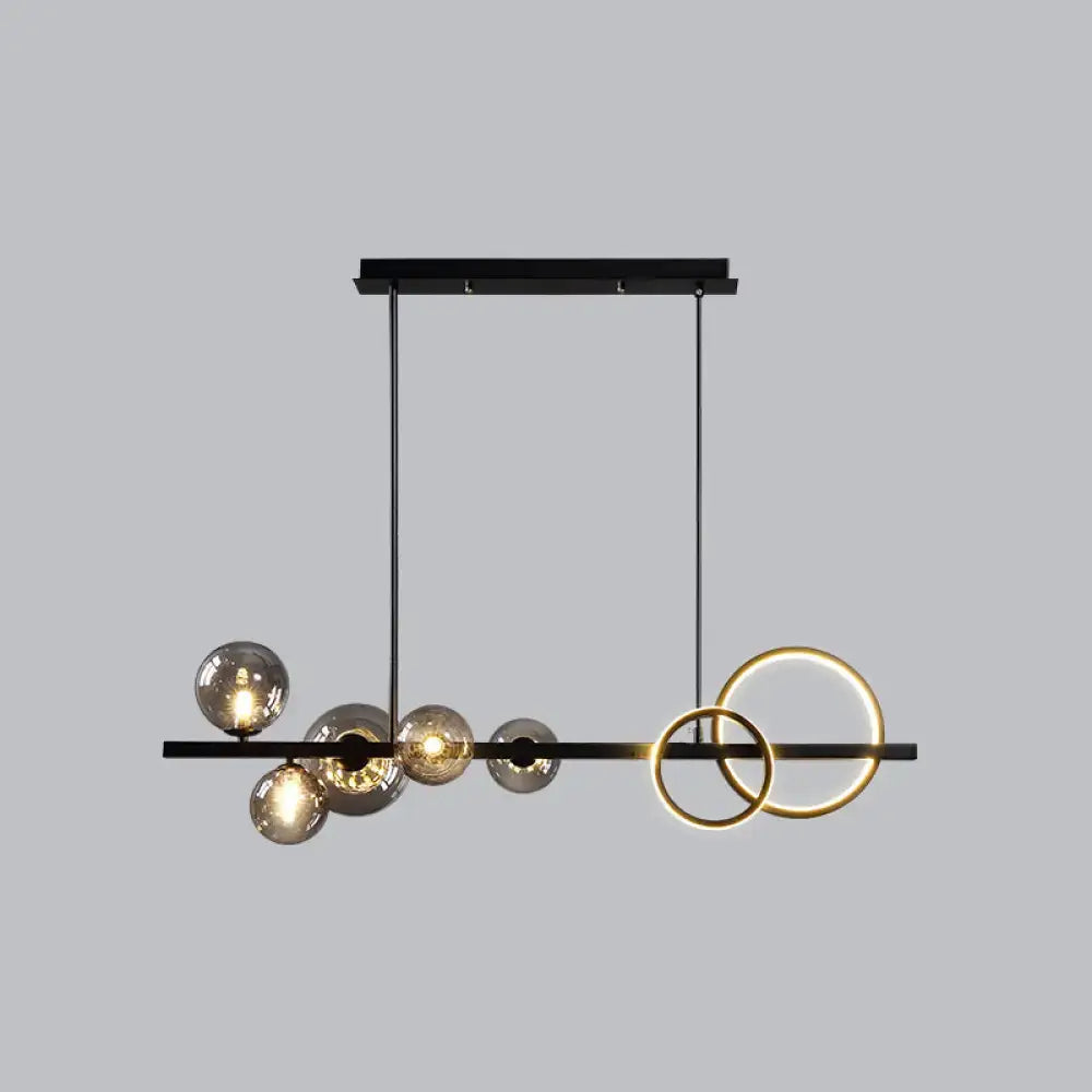 DecorBites™ Contemporary Glass Island Lamp: 7-Head Hanging Light for Dining Room