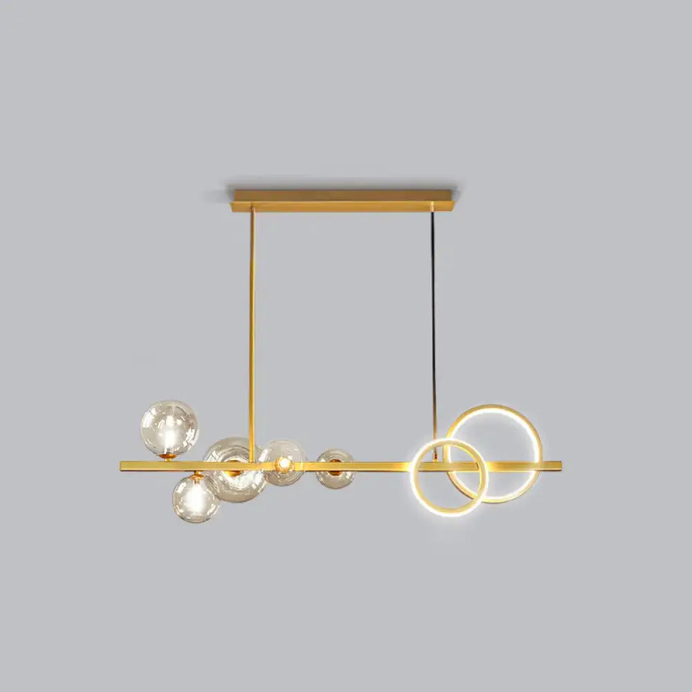 DecorBites™ Contemporary Glass Island Lamp: 7-Head Hanging Light for Dining Room