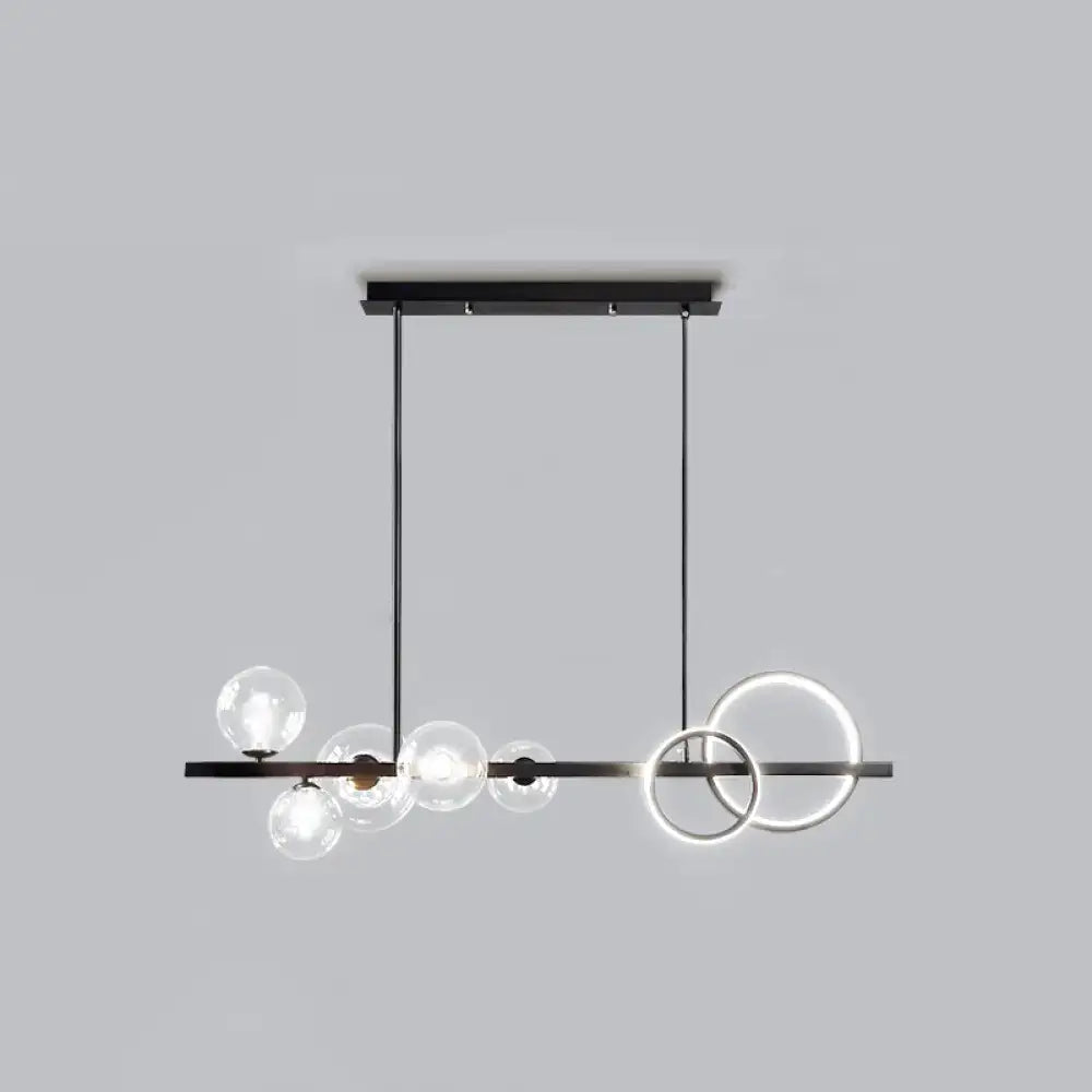 DecorBites™ Contemporary Glass Island Lamp: 7-Head Hanging Light for Dining Room