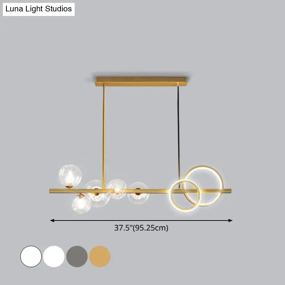 DecorBites™ Contemporary Glass Island Lamp: 7-Head Hanging Light for Dining Room