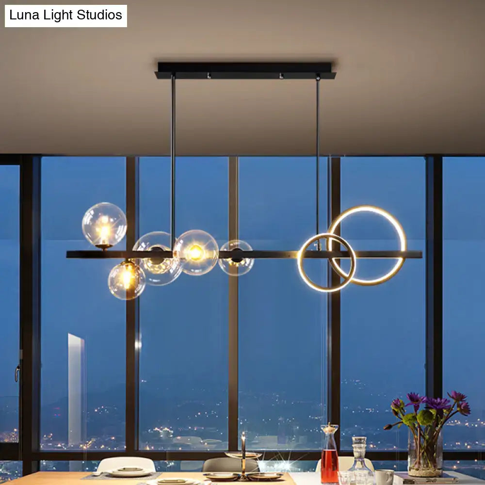 DecorBites™ Contemporary Glass Island Lamp: 7-Head Hanging Light for Dining Room