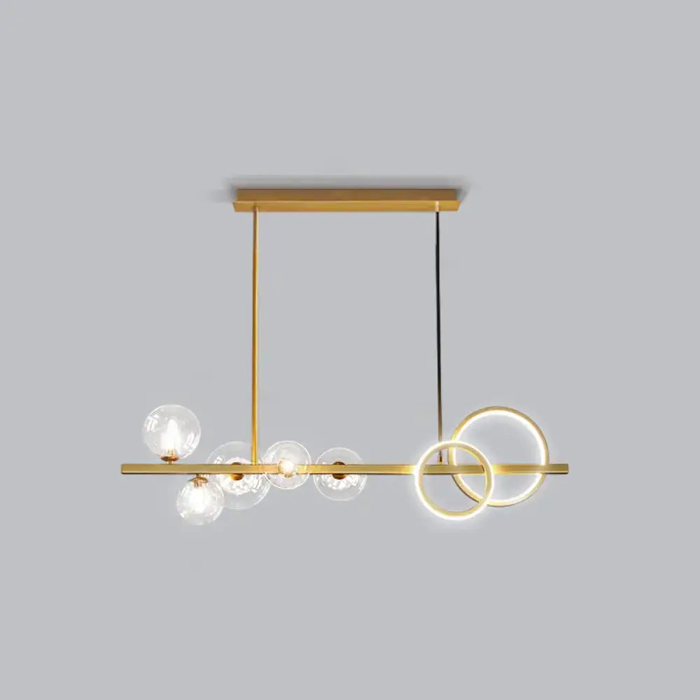DecorBites™ Contemporary Glass Island Lamp: 7-Head Hanging Light for Dining Room
