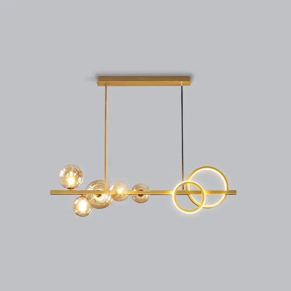 DecorBites™ Contemporary Glass Island Lamp: 7-Head Hanging Light for Dining Room