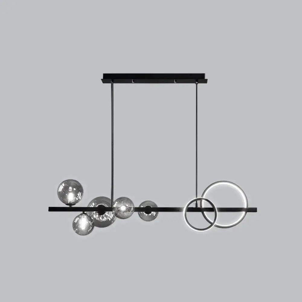 DecorBites™ Contemporary Glass Island Lamp: 7-Head Hanging Light for Dining Room